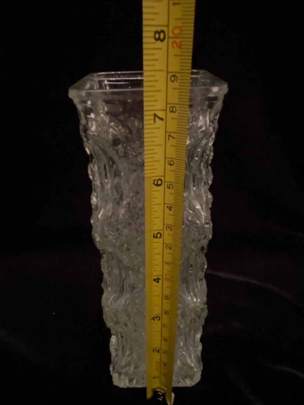 Retro OBERGLAS Austria Mid-Century 70s Modernist Bark Texture Ice Art Glass Vase